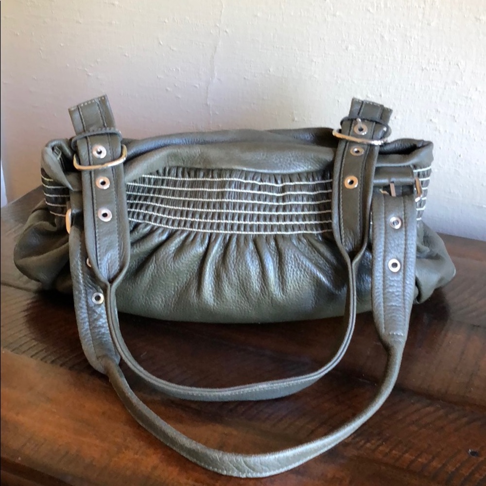 EPISODE dark olive color genuine leather handbag